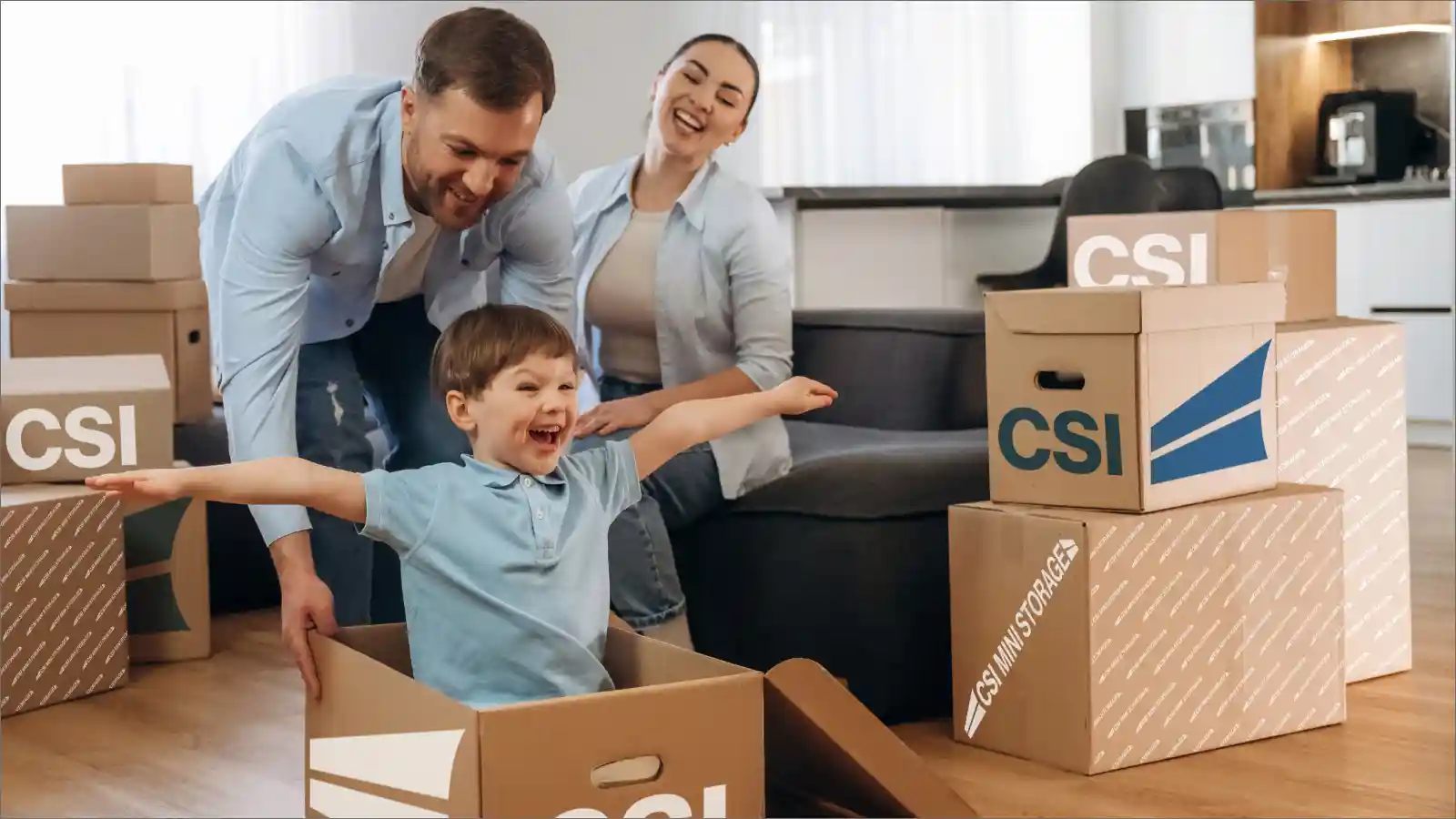 Happy CSI Storage Family Moving Boxes