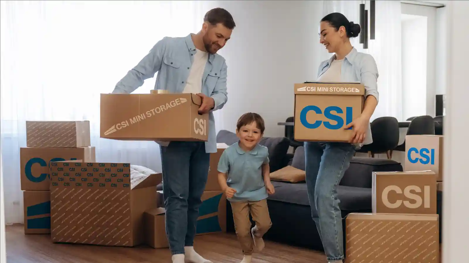 Happy CSI Storage Family Moving Boxes